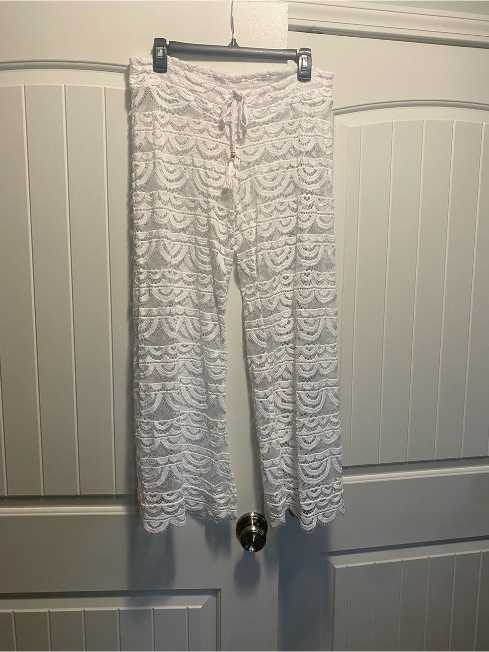 PQ Swim XS/S Malibu White Crochet Lace Beach Pants Coverup